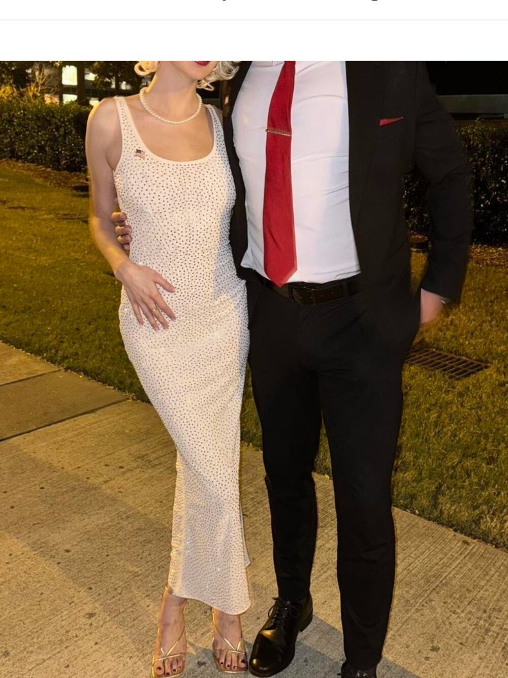 **Bella Barnett Ivory Rhinestone Crystal Maxi Dress**